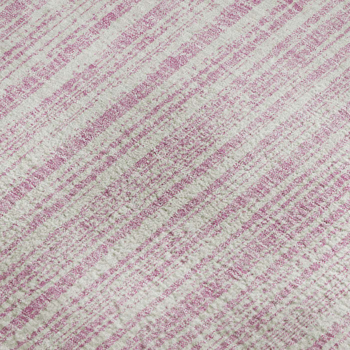 10' X 14' Striped Washable Area Rug With UV Protection - Pink And Ivory
