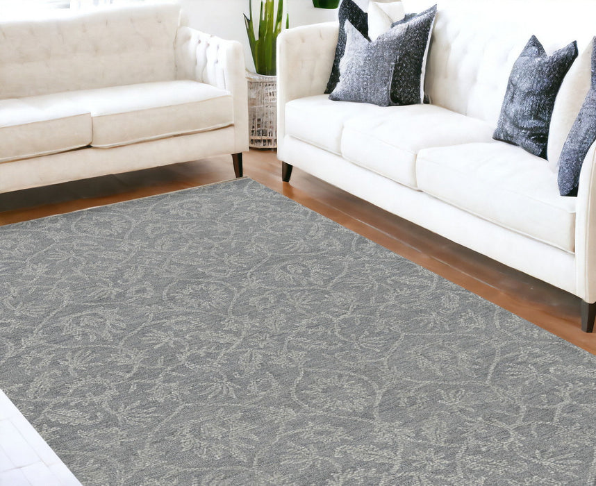 9' x 13' Hand Tufted Space Dyed Floral Ogee Indoor Area Rug - Gray