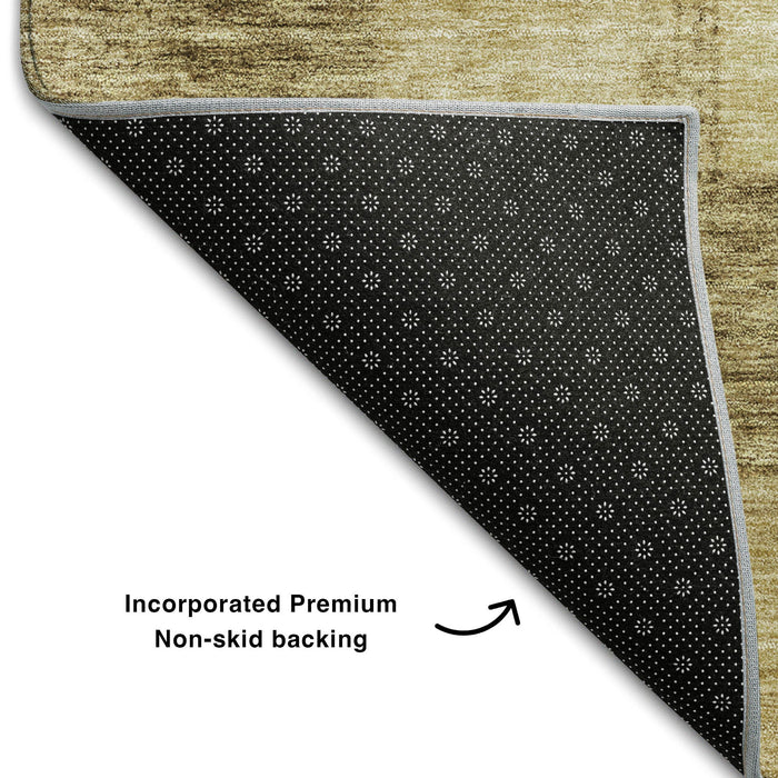 10' X 14' Geometric Washable Area Rug With UV Protection (686222) - Gold / Wheat