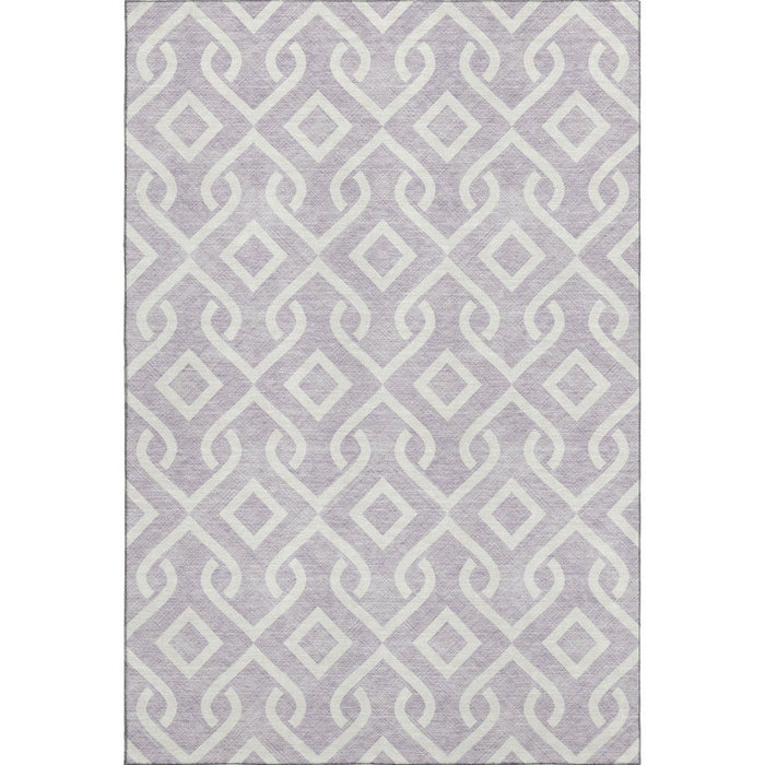 10' X 14' Geometric Washable Area Rug With UV Protection (652527) - Lavender / Ivory