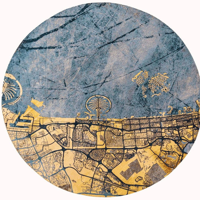 9' X 13' Abstract Washable Area Rug With UV Protection (610085) - Gold / Blue