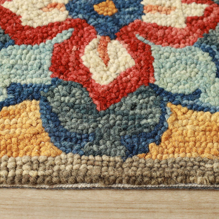 8' x 10' Wool Geometric Tufted Stain Resistant Area Rug - Cream And Rust