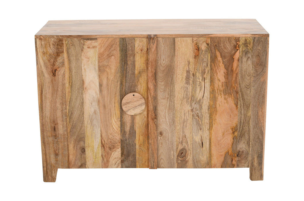 30" Solid Wood Textured Door Accent Cabinet With Two Doors - Natural