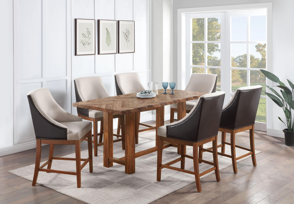 Wood Trestle Base Dining Table - Brown