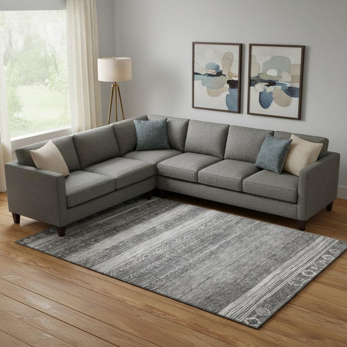 10' X 14' Geometric Washable Area Rug With UV Protection (705623) - Gray / Silver