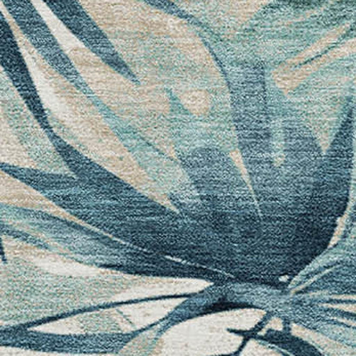 10' X 14' Floral Washable Area Rug With UV Protection (706939) - Teal / Ivory