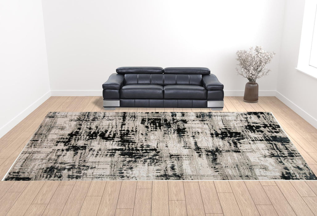13' X 20' Area Rug - Black White And Gray