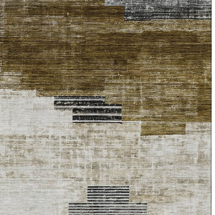 10' X 14' Geometric Washable Area Rug With UV Protection (704921) - Brown / Gray