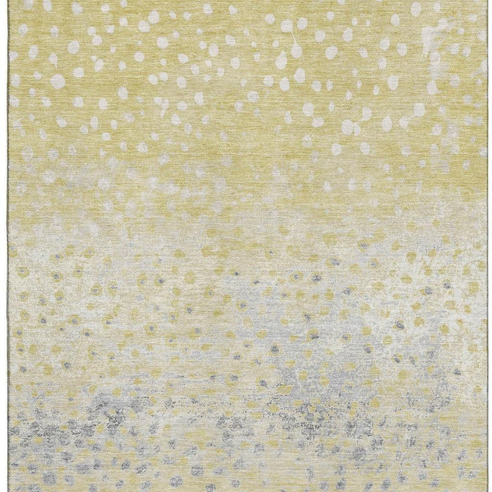10' X 14' Polka Dot Washable Area Rug With UV Protection (693246) - Gold / Ivory / Gray