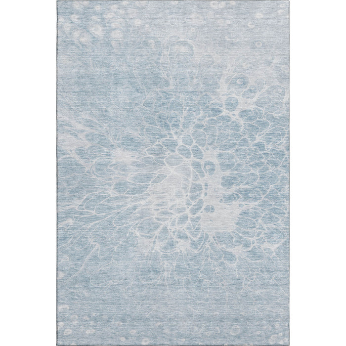 10' X 14' Abstract Washable Area Rug With UV Protection (654614) - Sky Blue / Ivory