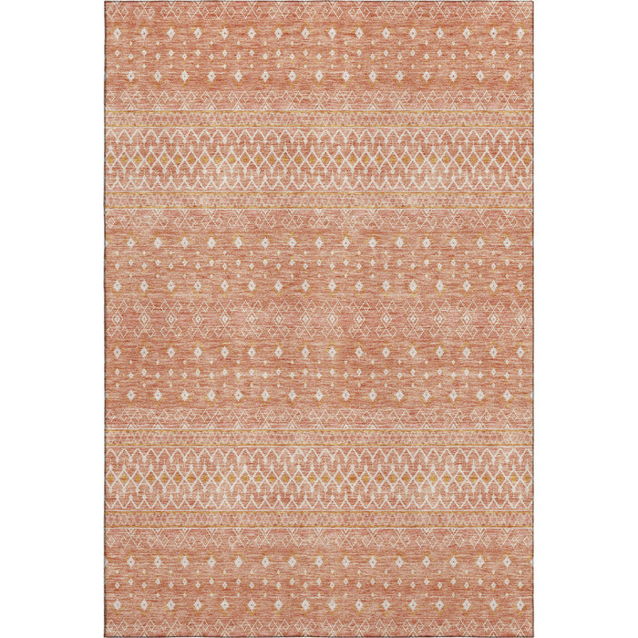 10' X 14' Tribal Washable Area Rug With UV Protection (657191) - Salmon / Ivory