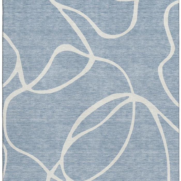 10' X 14' Abstract Washable Area Rug With UV Protection (678634) - Denim Blue / Ivory