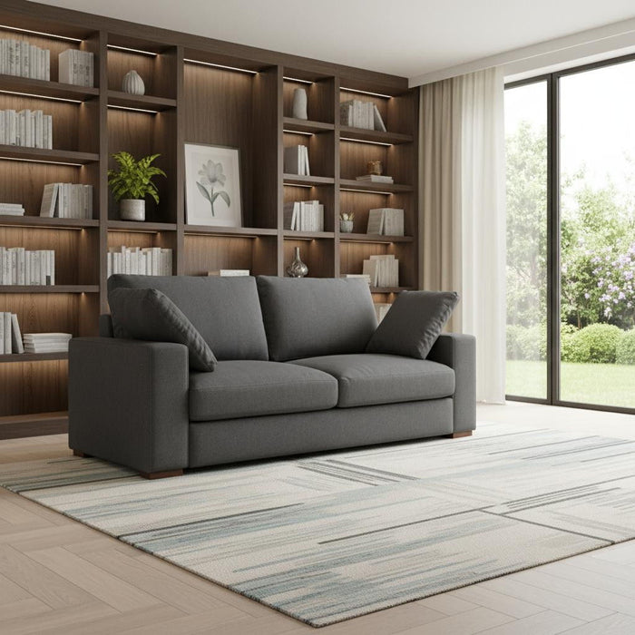 78" Fabric Sofa With Brown Legs - Gray