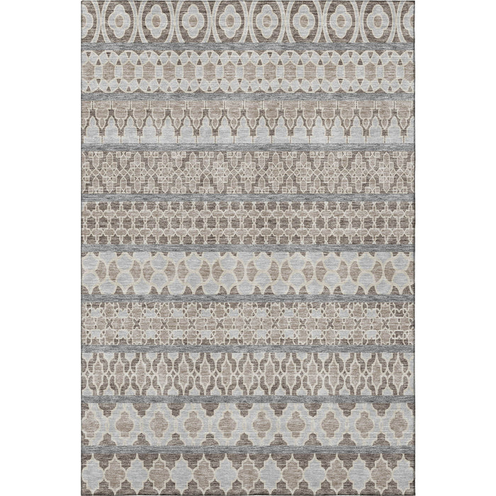 9' X 12' Ikat Washable Area Rug With UV Protection - Taupe