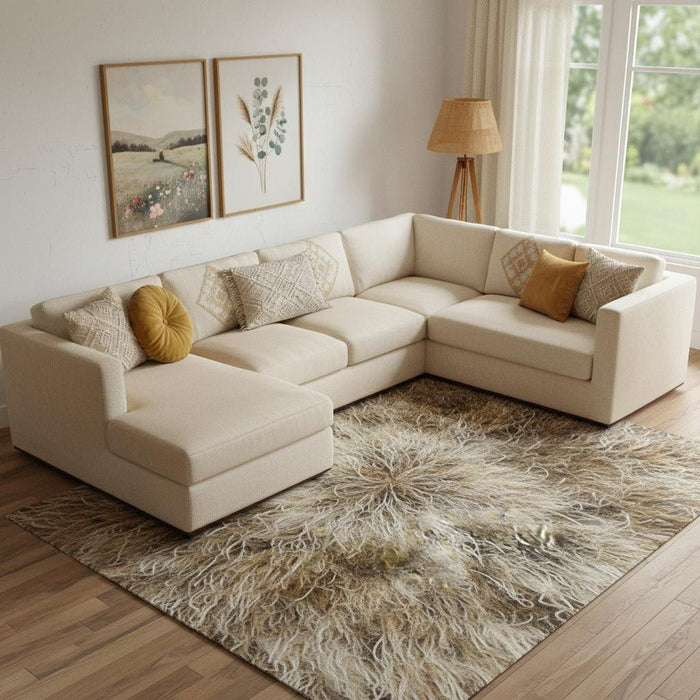 9' X 12' Abstract Hand Tufted Area Rug (722188) - Blue / Ivory