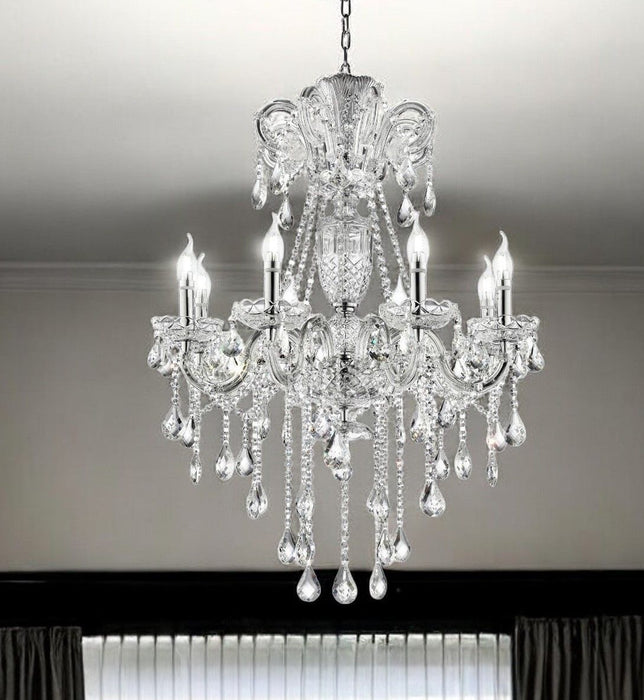 Candle Style Empire Transparent Glass Led Ceiling Light - Nickel / Ivory / Clear