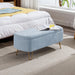 Modern Giga storage ottoman bench with camel faux fur upholstery, padded seat, and built-in storage for bedroom or entryway.