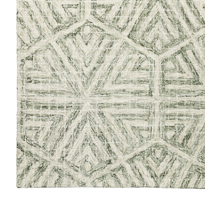 8' X 10' Wool Geometric Hand Tufted Area Rug - Gray And Ivory