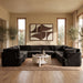 Meridian Furniture Hammond velvet performance fabric U-shaped sectional sofa with eight stationary sections in a cozy living room setting.