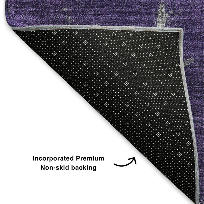 10' X 14' Abstract Washable Area Rug With UV Protection (653638) - Purple / Ivory / Gray