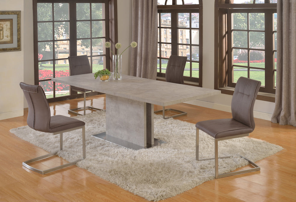 Chintaly KALINDA Contemporary Dining Set w/ Extendable Table & 4 Upholstered Chairs