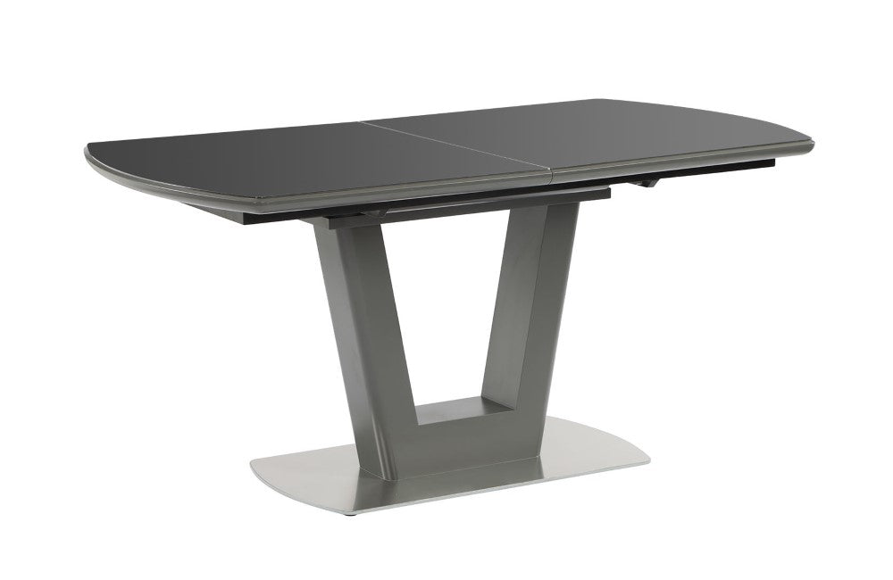 Chintaly SURI Contemporary Butterfly-Extendable Black Glass Dining Table