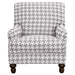 Grey Glenn upholstered English arm accent chair by CoasterElevations with plush fabric and classic design, shown in a cozy living room setting.