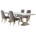 CoasterElevations Antoine 5-piece rectangular glass top dining table set with grey finish, featuring modern design and sturdy legs.