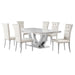 CoasterElevations Kerwin 7-piece rectangular dining table set with white finish and chrome accents, shown in a modern dining room setting.