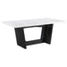 CoasterElevations Sherry 5-piece rectangular dining table set with marble top and brown finish, includes matching chairs and table.