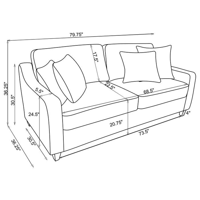 Christine 2-piece Upholstered Sloped Arm Sofa Set Beige