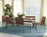 Sherman 71-inch live edge dining table in natural acacia wood with a smooth, polished surface and sturdy wooden legs.