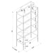 CoasterEssence Serena 70-inch gold glass bookshelf with five shelves, showcasing a modern furniture piece for home or office.