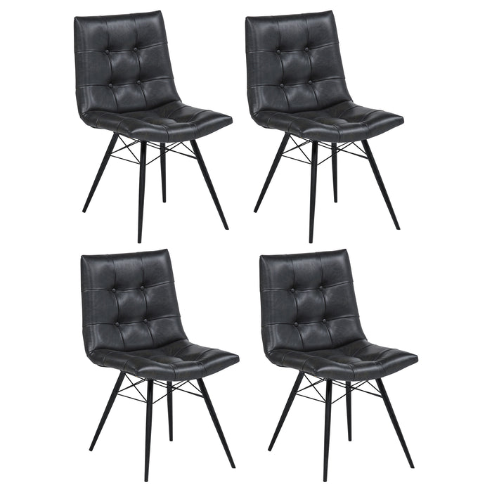 Aiken Faux Leather Upholstered Dining Side Chair Charcoal Grey (Set of 4)