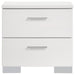 Felicity 4-piece Queen bedroom set by CoasterEssence featuring white high gloss finish, includes bed frame, nightstands, and dresser.