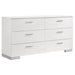 White high gloss Felicity 4-piece queen bedroom set by CoasterEssence, featuring a bed, nightstands, and dresser with modern design.