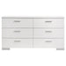 White high gloss Felicity 5-piece queen bedroom furniture set by CoasterEssence, including bed frame, nightstands, and dresser.