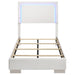 White high gloss Felicity Wood twin LED panel bed by CoasterEssence, featuring a modern furniture design with built-in LED lighting.