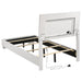White high gloss Felicity Wood twin LED panel bed by CoasterEssence with sleek modern design and built-in LED lighting.