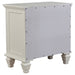 Cream white Sandy Beach 5-piece queen bedroom set by CoasterEssence, featuring a bed, nightstands, dresser, and mirror in a bedroom scene.