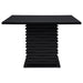 Black Stanton Square 54-inch counter height dining table by CoasterEssence featuring a sleek modern design and sturdy wooden legs.