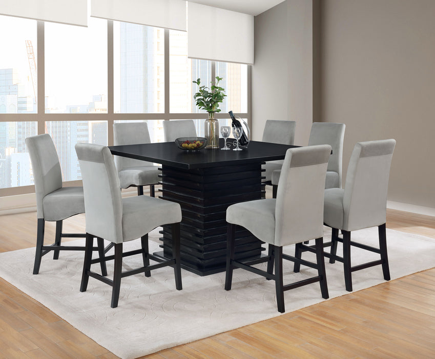 Black CoasterEssence Stanton Square 54-inch counter height dining table with sleek modern design and sturdy wood construction.