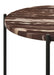 Round marble top accent side table with red and black finish, crafted by CoasterEssence, featuring a stylish and modern furniture design.