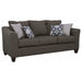 CoasterEssence Salizar 2-piece upholstered flared arm sofa set in grey with plush cushions and modern design, ideal for living rooms.