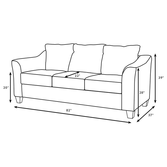 Grey CoasterEssence Salizar 2-piece upholstered flared arm sofa set with plush cushions and modern design.