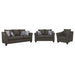 Grey Salizar 3-piece upholstered flared arm sofa set by CoasterEssence, showing plush cushions and modern design in a living room setting.