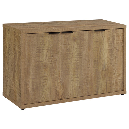Pepita 3-door Mango Brown engineered wood accent cabinet by CoasterEveryday with sleek design and storage compartments.