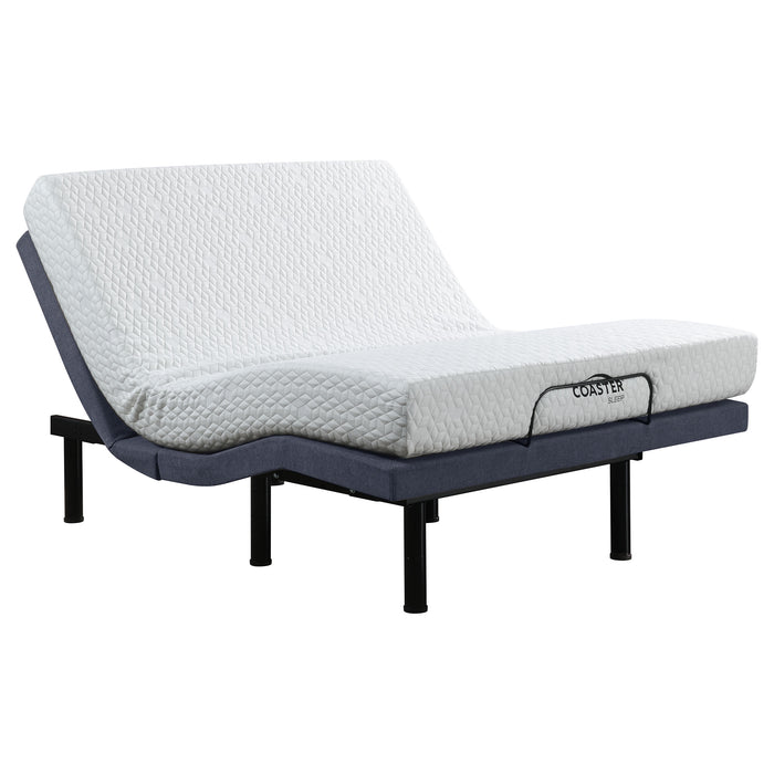 CoasterEveryday Negan California King adjustable bed base in grey and black, showing the sleek, modern furniture design.