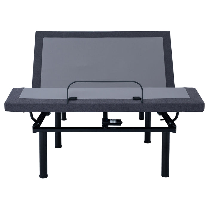 CoasterEveryday grey and black California king adjustable bed base with remote control, modern furniture for customizable sleeping comfort