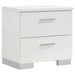 Felicity 4-piece queen bedroom set by CoasterEveryday in high gloss white finish, includes bed frame, nightstands, and dresser.